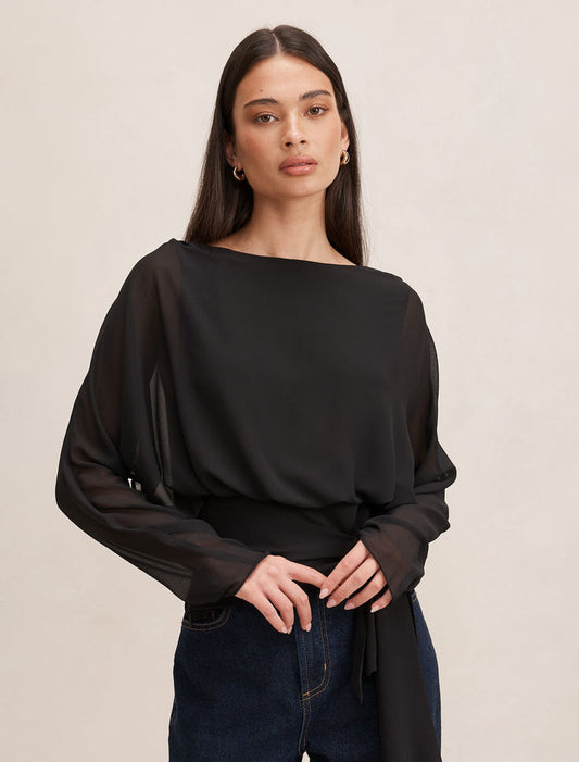 Jessie Batwing Top Black Forever New
