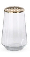 Medium gold floral frog top clear glass vase