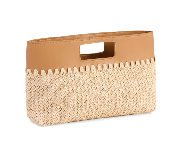 Mia Top Handle Clutch in Tan