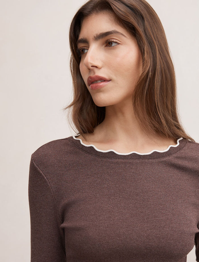 Rebecca Scallop Long Sleeve Top Forever New