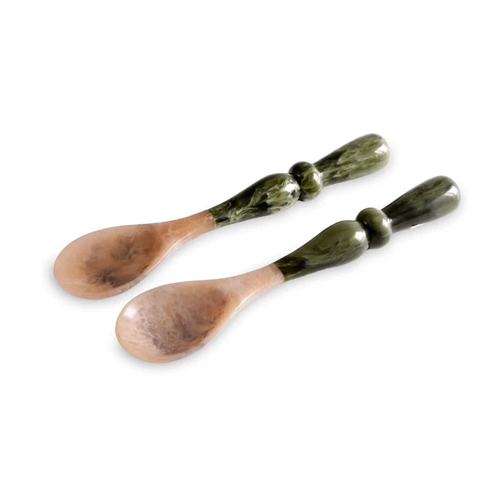 RESIN Malachite Salad Servers