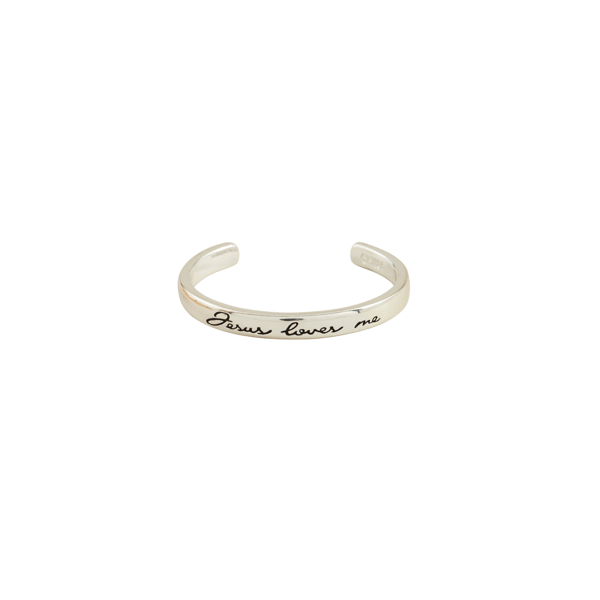 Silver Jesus Loves me cuff