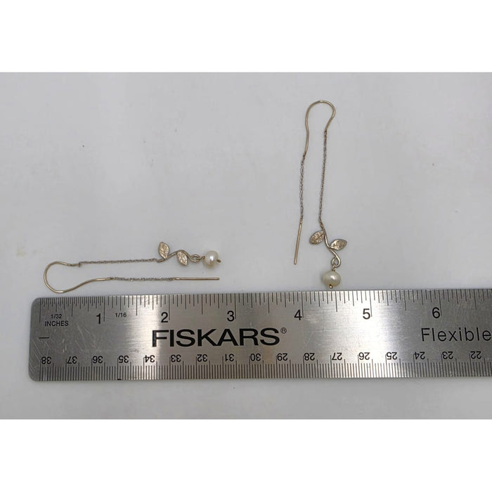 Tess New York Designer Sterling Silver 14k Gold & Pearl Threader Dangle Earrings, alternate product view 7