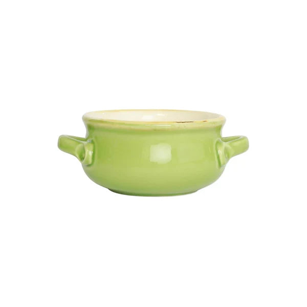 Vietri Italian Bakers Green Small Handled Round Baker