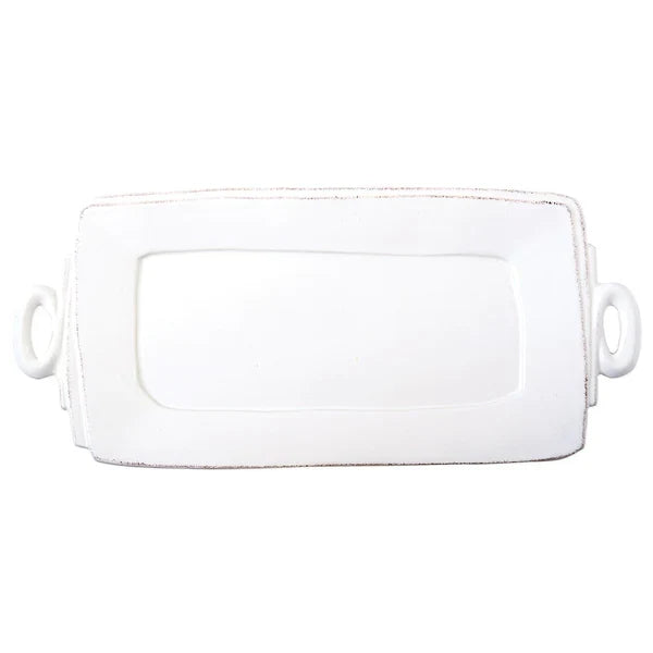 Vietri Lastra White Rectangle Platter w/ Handles