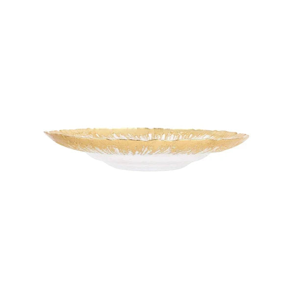 Vietri Rufolo Glass Gold Brushstroke Shallow Bowl