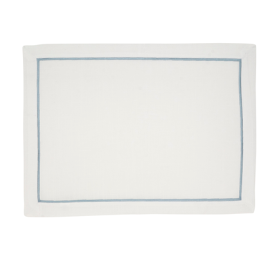 White Place Mat with light blue pipe edge