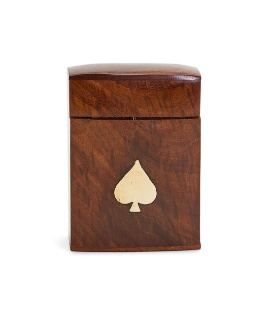 Wood crafted playing card set in wooden box